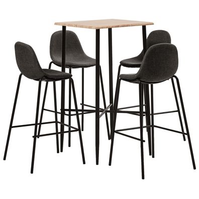 vidaXL 5-tlg. Bar-Set Stoff Dunkelgrau