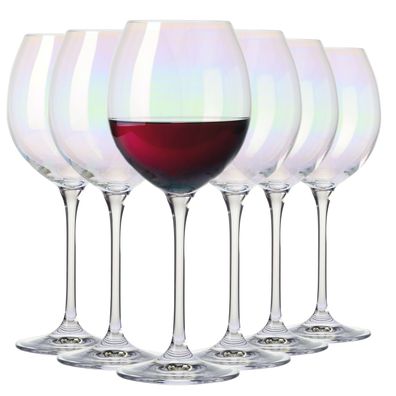 Krosno Venezia Rainbow Gläser für Rotwein | Set 6 | 380 ml | Handwäsche