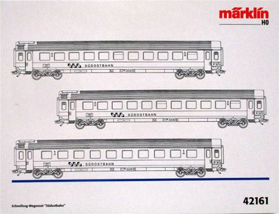 Märklin H0 42161 Schnellzug-Wagenset "Südostbahn" 3-teilig SOB KKK OVP (1577h)