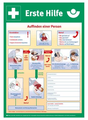 Aushang "Erste Hilfe" BGI/GUV neue Fassung (Format: 29cm x 41cm)