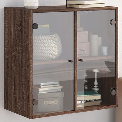 vidaXL Wandschrank mit Glastüren Braun Eichen-Optik 68x37x68,5 cm