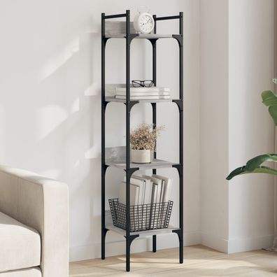 vidaXL Bücherregal 4 Böden Grau Sonoma 35x30x138,5 cm Holzwerkstoff