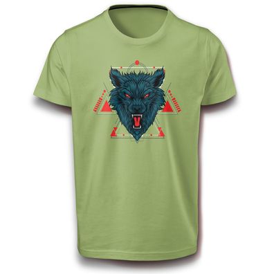 Kreatur Kopf Abstraktes Geometrischer Tier Raubtier Wolf Wild T-Shirt M - XL