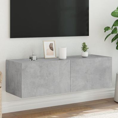 vidaXL TV-Wandschrank mit LED-Leuchten Betongrau 100x35x31 cm