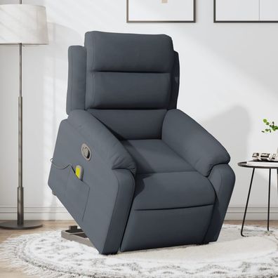 vidaXL Massagesessel mit Aufstehhilfe Dunkelgrau Samt