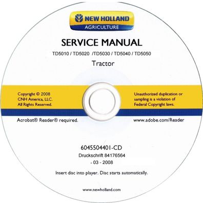 Werkstatthandbuch New Holland TD 5010 5020 5030 5040 5050 in Deutsch