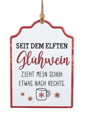 Metallschild | Seit dem elften Glühwein | Schild Türschild Weihnachten 17x25 cm