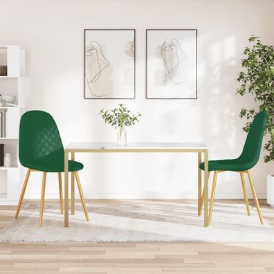 vidaXL Esszimmerstühle 2 Stk. Dunkelgrün Samt