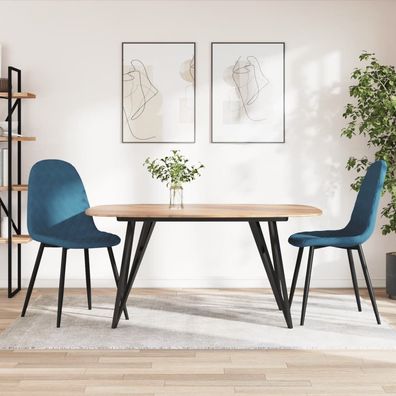 vidaXL Esszimmerstühle 2 Stk. Blau Samt
