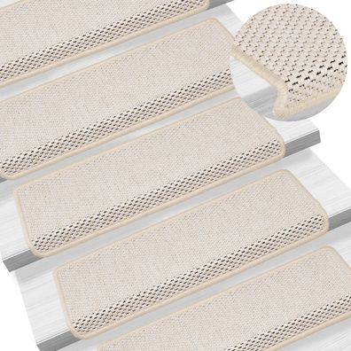 vidaXL Treppenmatten Selbstklebend Sisal-Optik 15 Stk. 65x21x4cm Creme