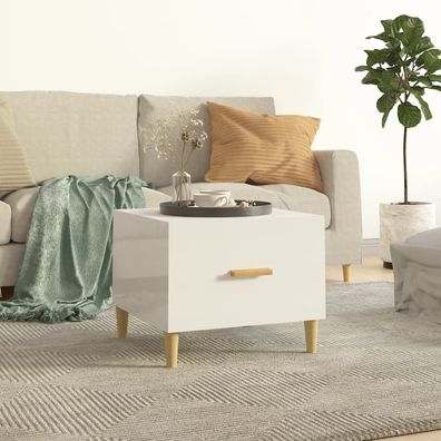 vidaXL Couchtisch Hochglanz-Weiß 50x50x40 cm Holzwerkstoff