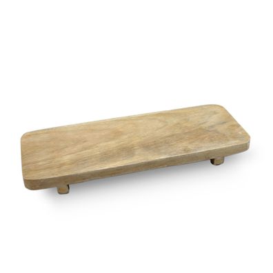 Mango Servier Brett mit Füßen - 38 x 15 cm - Holz Käse Wurst Tapas Platte massiv