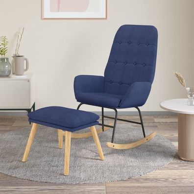 vidaXL Schaukelsessel mit Hocker Blau Stoff