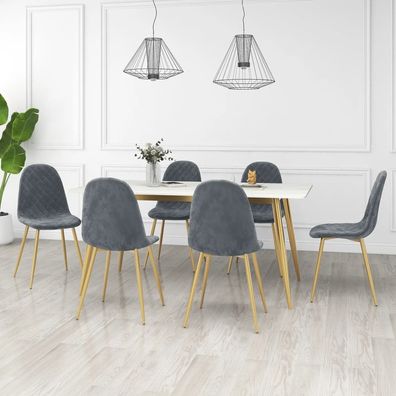 vidaXL Esszimmerstühle 6 Stk. Dunkelgrau Samt