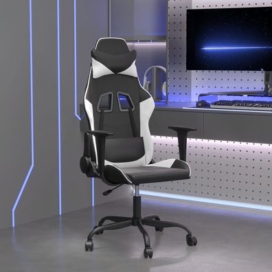 vidaXL Gaming-Stuhl mit Massagefunktion Schwarz und Weiß Kunstleder