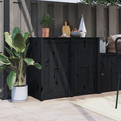 vidaXL Türen für Outdoor-Küche 2 Stk. Schwarz 50x9x82 cm Kiefernholz