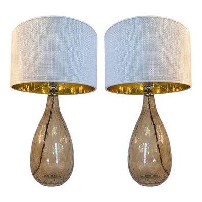 Pair of Contemporary Fumè Table Lamps Murano Glass by SimoEng