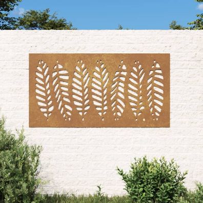 vidaXL Garten-Wanddeko 105x55 cm Cortenstahl Blatt-Design