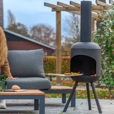 RedFire Gartenkamin mit BBQ-Grill Fuego Groß Schwarz