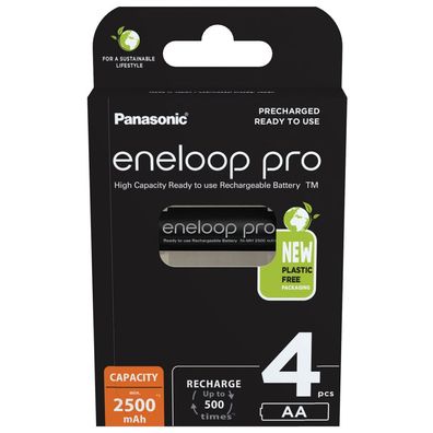 Panasonic eneloop Pro BK-3HCDE (AA) 1,2Volt 2500mAh NiMH im 4er Blister