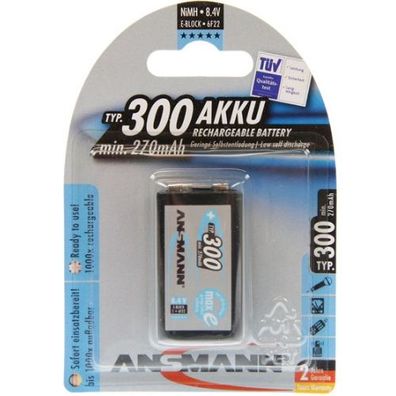 Ansmann maxEplus 9V-Block Akku 300mAh NiMH, 6F22R, 6AM6