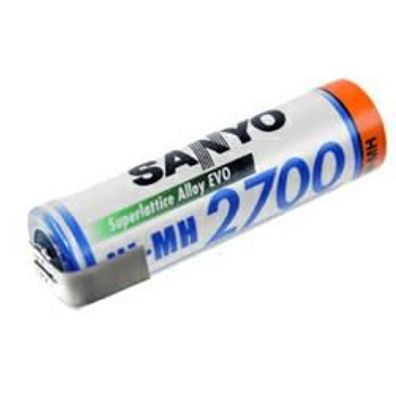 Sanyo Mignon Akku 1,2Volt 2.700mAh NiMH mit Lötfahne in Z-Form