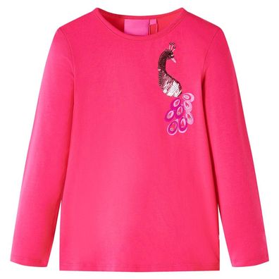 Kinder-Langarmshirt Knallrosa 140