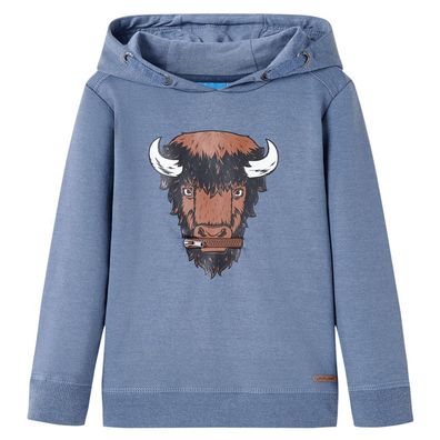 Kinder-Kapuzenpullover Blau Melange 116