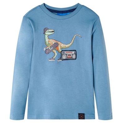 Kinder-Langarmshirt Mittelblau 116