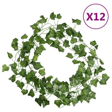 vidaXL Weihnachtskränze Efeu 12 Stk. Grün 200 cm