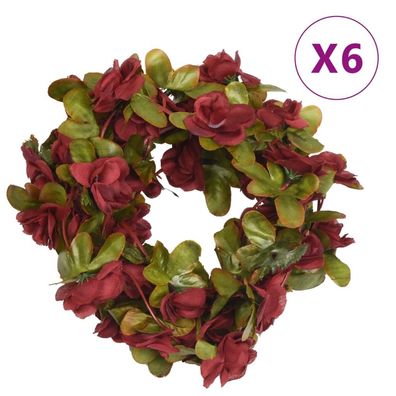 vidaXL Weihnachtskränze Blumen 6 Stk. Weinrot 250 cm