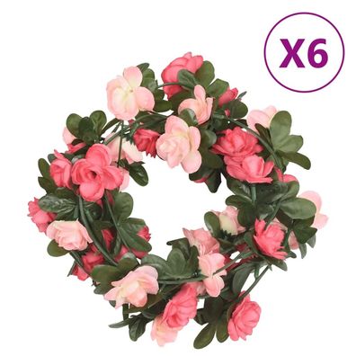 vidaXL Weihnachtskränze Blumen 6 Stk. Rosenrot 240 cm