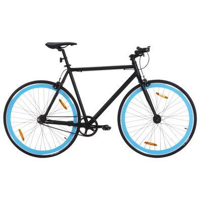 vidaXL Fahrrad mit Festem Gang Schwarz und Blau 700c 59 cm