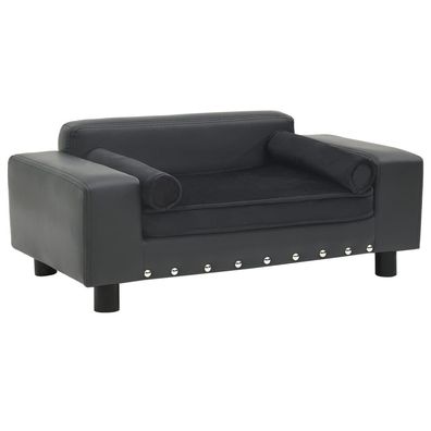 vidaXL Hundesofa Dunkelgrau 81x43x31 cm Plüsch und Kunstleder