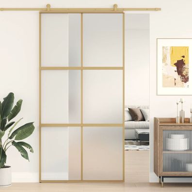 vidaXL Schiebetür Golden 102,5x205 cm Matt ESG-Glas und Aluminium