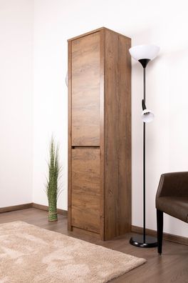 Drehtürenschrank / Kleiderschrank Selun 06, Farbe: Eiche Dunkelbraun - Abmessung