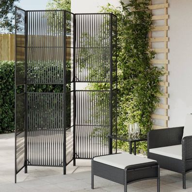 vidaXL Paravent 5-tlg. Schwarz Poly Rattan