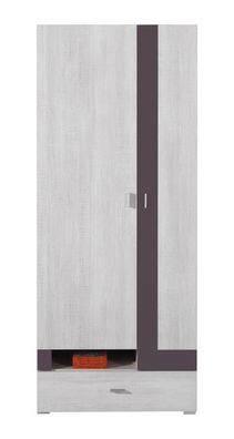 Jugendzimmer - Drehtürenschrank / Kleiderschrank "Emilian" 03, Kiefer gebleicht