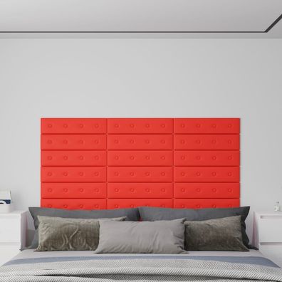 vidaXL Wandpaneele 12 Stk. Rot 60x15 cm Kunstleder 1,08 m²