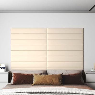 vidaXL Wandpaneele 12 Stk. Creme 90x15 cm Samt 1,62 m²