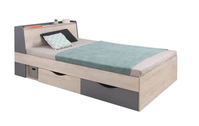 Kinderbett / Jugendbett Chiny 15, Farbe: Eiche / Grau - Liegefläche: 120 x 200 c