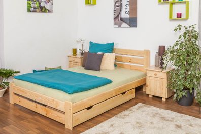 Kinderbett / Jugendbett Kiefer Vollholz massiv natur A24, inkl. Lattenrost - Abm