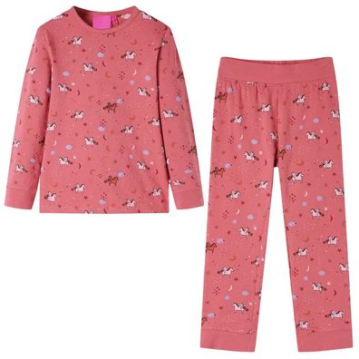 Kinderpyjama mit Langen Ärmeln Altrosa 128