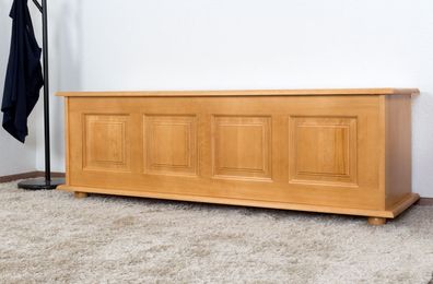 Truhe Kiefer massiv Vollholz Erlefarben 179 ? Abmessungen: 50 x 154 x 46 cm (H x
