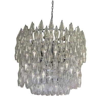 Contemporary Large Clear "Poliedri" Murano Glass Chandelier by SimoEng