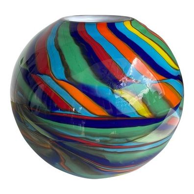 Contemporary Abstarct Vase With Multicolored Reeds in Murano Glass by SimoEng