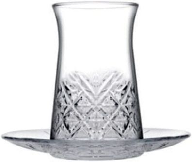 Pasabahce Timeless 96991 Teeglas Set 12 Teilig mit Untertassen 132ml aus Glas