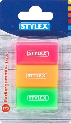 Stylex® Radiergummi Eraser 3er Pack Neon