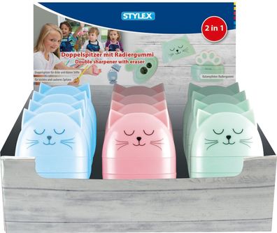 Stylex® Doppelspitzer Radiergummi Katze Spitzer Katzenpfoten 2 in 1