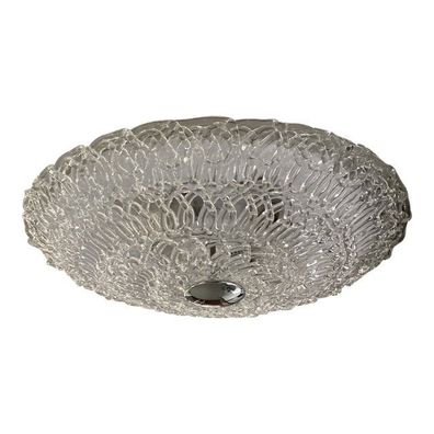 Contemporary Transparent Filigree Flush Mount in Murano Glass by SimoEng